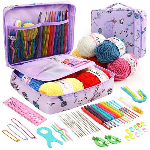 Kit crochet débutant 53 pièces avec rangement multicolore
