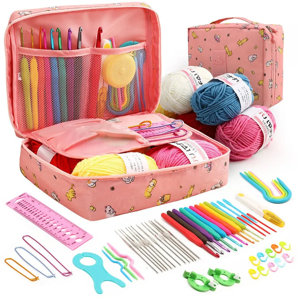 Kit crochet débutant 53 pièces avec rangement multicolore