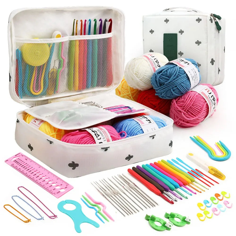 Kit crochet débutant 53 pièces avec rangement multicolore