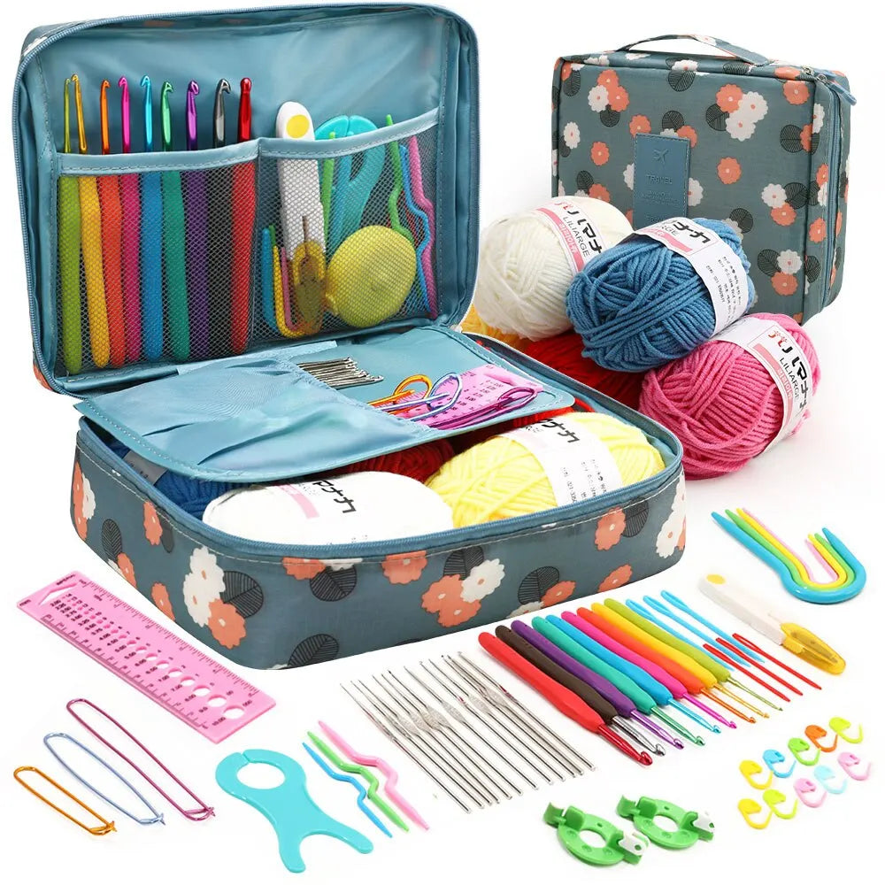 Kit crochet débutant 53 pièces avec rangement multicolore