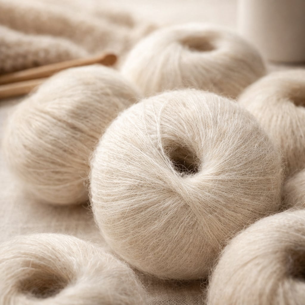 Kit 12 Pelotes Laine Alpaga et Mohair 300g pour Tricot et Crochet : détail de la matière