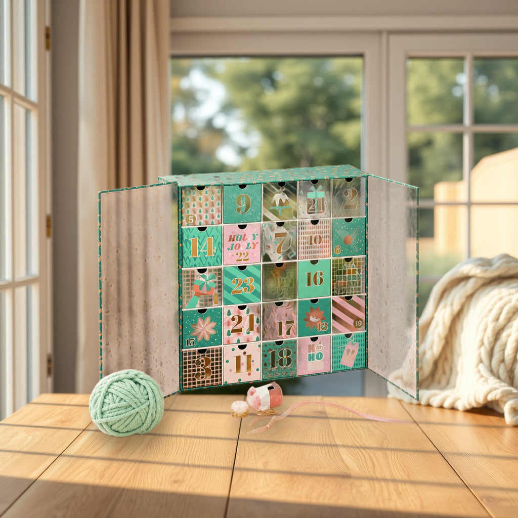 Crochet Advent Calendar 2026 – 25 boxes of yarn and accessories in use